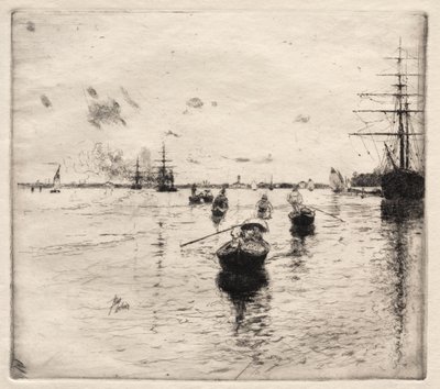 Lagune med dampskibe og gondoler af Robert Frederick Blum