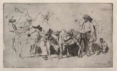 Mænd og æsler, Rom, 1880. af Robert Frederick Blum