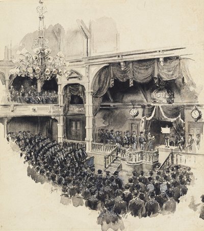 Opening Scene of Japanese Parliament, 1890dani af Robert Frederick Blum