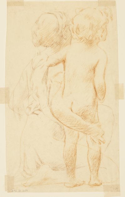 Studie for en siddende kvinde, der holder et barn, "Vintage Festival," Mendelssohn Glee Club, New York, NY af Robert Frederick Blum