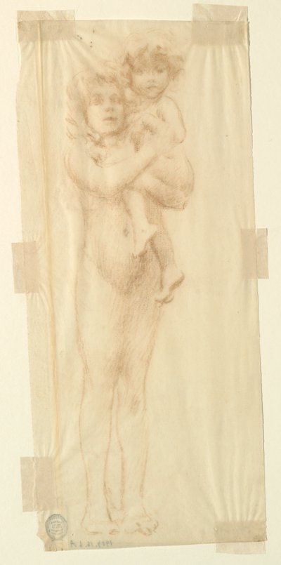 Studie for en kvinde, der holder et barn, "Vintage Festival," Mendelssohn Glee Club, New York, NY af Robert Frederick Blum