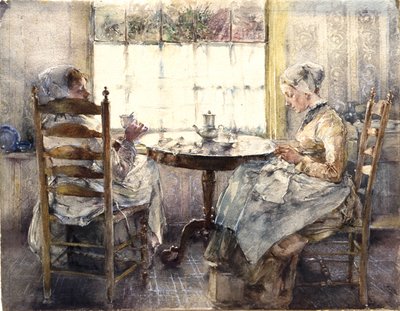 To hollandske piger, der drikker kaffe af Robert Frederick Blum
