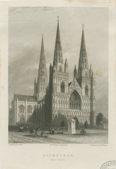 Lichfield Cathedral - West Front: stålgravering, nd [c 1835-1842] (tryk) af Robert Garland