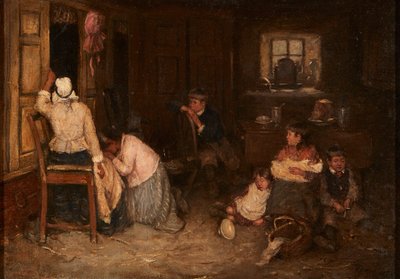 Triste nyheder (olie på lærred) af Robert Gemmell Hutchison