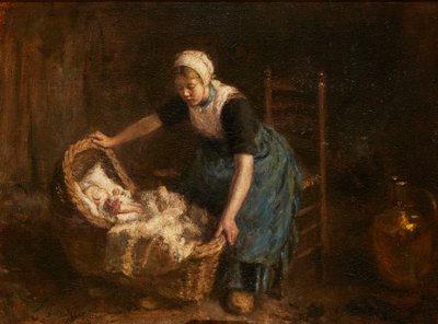 Sleep, Baby, Sleep (olie på lærred) af Robert Gemmell Hutchison