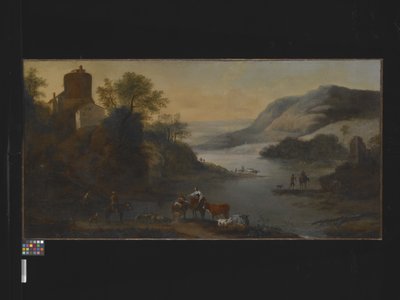 Landskab med dyr (olie på lærred) af Robert Griffier