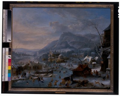 Vinter: Et frossent vinterlandskab med bønder af Robert Griffier