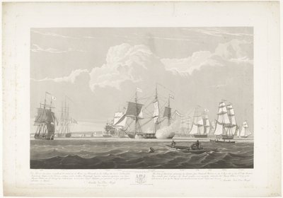 Afgang af tolv hollandske handelsskibe fra Portsmouth Harbour, 1833 (plade 3) Dette sæt på tre plader viser afgangen fra Portsmouth Harbour den 2. juni 1833 af 12 Nederlandsche Koopvaardy-skibe fra Embargo losset af Robert Havell (II)