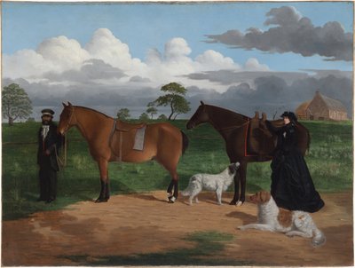 Fru Adolphus Sceales med Black Jimmie på Merrang Station, 1856 af Robert Hawker Dowling