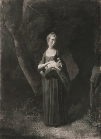 Miss Cunningham holder sin King Charles Spaniel af Robert Healy