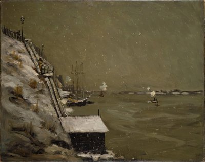 East River Embankment, vinter, 1900. af Robert Henri