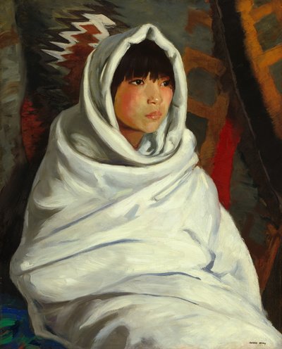 Indisk pige i hvidt tæppe af Robert Henri