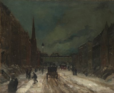 Gadescene med sne (57th Street, NYC.) af Robert Henri