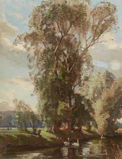 On the Knows Mill Lade, Prestonkirk (olie på lærred) af Robert Hope