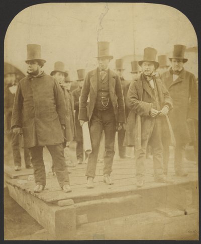 [Gruppeportræt: J. Scott Russell, Henry Wakefield, Isambard Kingdom Brunel, Lord Derby] af Robert Howlett