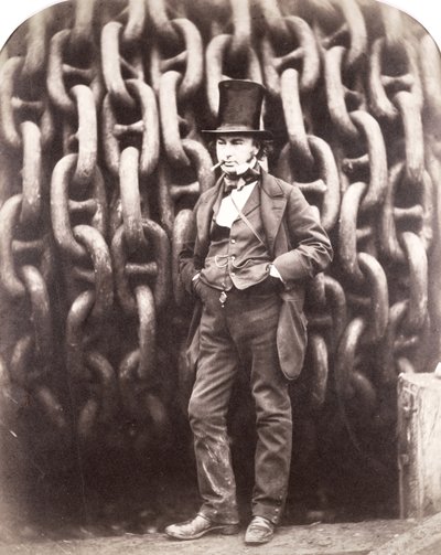 Isambard Kingdom Brunel, stående foran affyringskæderne i 