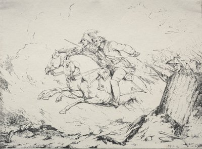 Prøver af polyautografi: Cavalry Charge, 1803. af Robert Kerr Porter