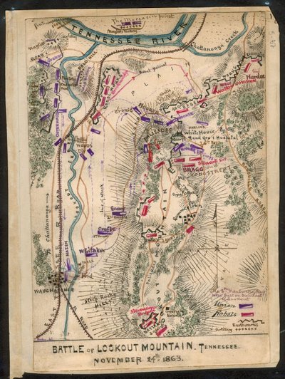 Slaget ved Lookout Mountain, Tennessee 24. november 1863. LOC gvhs01.vhs00173 af Robert Knox Sneden