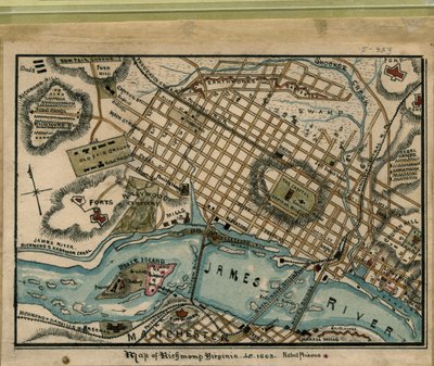 Kort over Richmond, Virginia ... 1863. LOC gvhs01.vhs00051 af Robert Knox Sneden