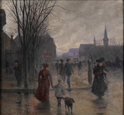 Regnfuld aften på Hennepin Avenue, ca. 1902 af Robert Koehler