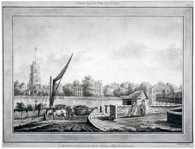 Udsigt over Fulham fra White Lion Inn, Putney, London, 1783 af Robert Laurie