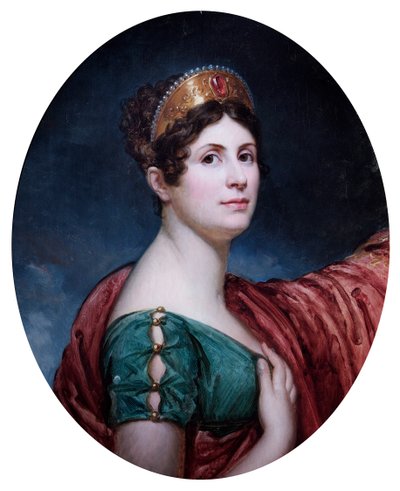 A Lady In Court Costume, Said To Be The Empress Josephine, tidlig c19th (olie på lærred) af Robert Lefevre