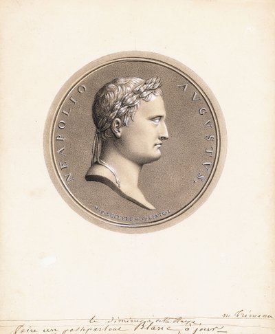 Kejser Napoleon I, i profil til højre - Et design til en medalje af Robert Lefevre