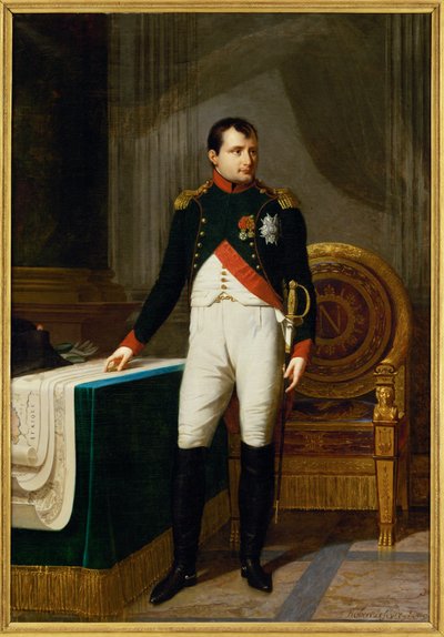 Kejser Napoleon I som oberst i Chasseurs a cheval de la garde ... (maleri på lærred) af Robert Lefevre