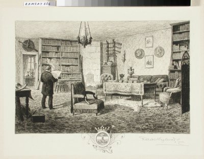 Adolf Erik Nordenskjöld i sit bibliotek af Robert Ludvig Haglund