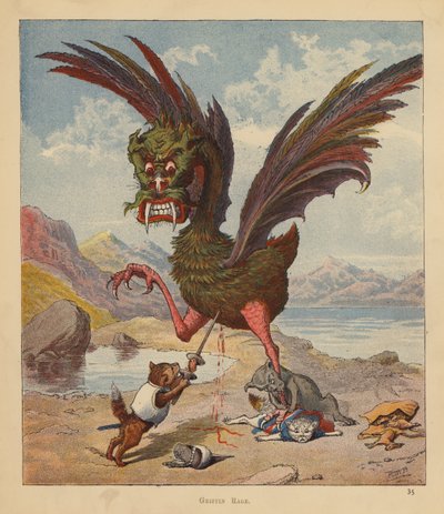The Kitten Pilgrims: Griffin Rage (farve litho) af Robert Michael Ballantyne