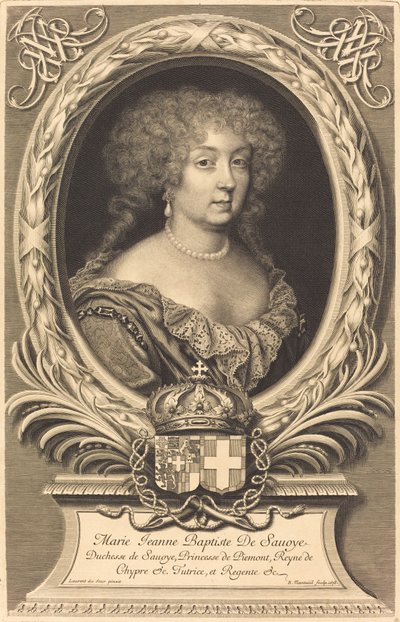 Marie-Jeanne-Baptiste, hertuginde af Savoyen af Robert Nanteuil after Laurent Dufour