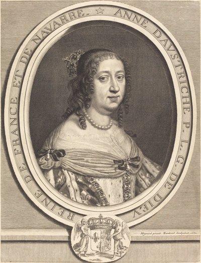 Anne af Østrig, dronning af Frankrig og Navarra af Robert Nanteuil after Pierre Mignard I
