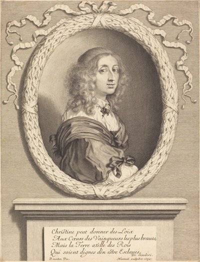 Christina, dronning af Sverige af Robert Nanteuil after Sébastien Bourdon