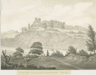 Dudley Castle: sepia tegning af Robert Noyes