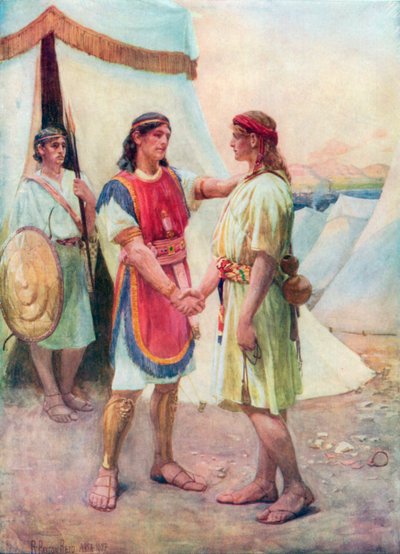 David og Jonathan (farvelitografi) af Robert Payton Reid
