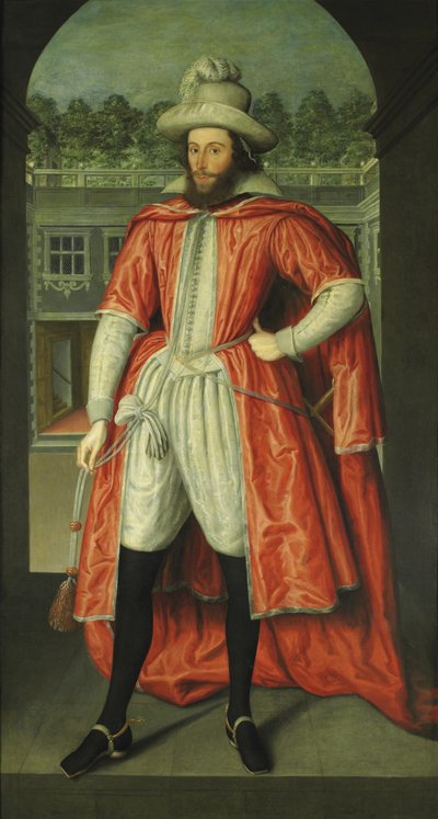 Portræt af William Pope, 1. jarl af Downe 1573-1631 som ridder af badet, ca. 1610 af Robert Peake the elder