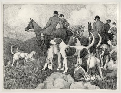 Jagtscene (litho) af Robert Polhill Bevan