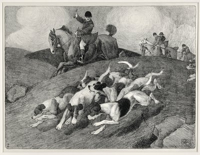 Jagtscene (litho) af Robert Polhill Bevan