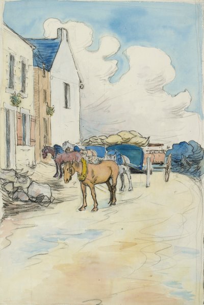 Udenfor vinbutikken, slutningen af det 19. århundrede af Robert Polhill Bevan