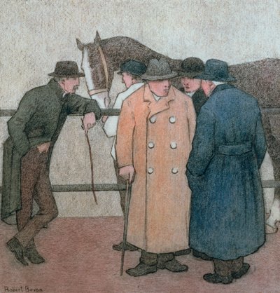 Hestehandlerne (kridt på papir) af Robert Polhill Bevan