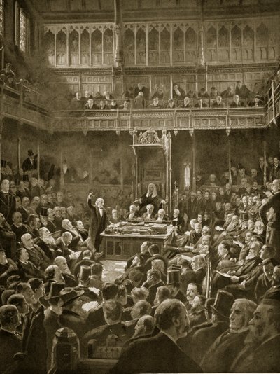 Gladstone introducerer lovforslaget om hjemmestyre, februar 1893 af Robert Ponsonby Staples