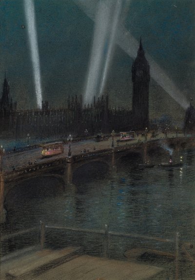 Krigssøgelys over Westminster Bridge af Robert Randoll