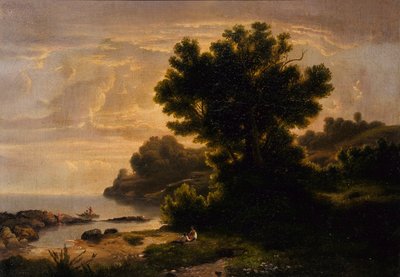 Landskab med familie ved søen af Robert S. Duncanson