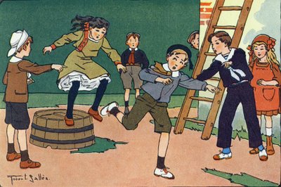 Moderen med syltetøj. Indgravering i "" Hvad spiller vi? “” af E. Weber med akvareltegninger af Robert Salles (1871-1929). Librairie Garnier Freres, Paris af Robert Salles