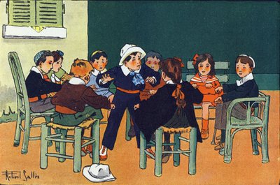 Til ilderen. Indgravering i "" Hvad spiller vi? “” af E. Weber med akvareltegninger af Robert Salles (1871-1929). Librairie Garnier Freres, Paris af Robert Salles