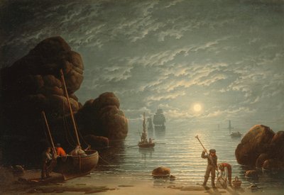Moonlight Coastal Scene af Robert Salmon