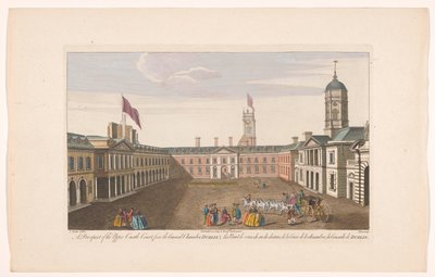 Oversigt over Upper Castle Yard fra Dublin Castle En udsigt til Upper Castle Court, fra Council Chamber, Dublin (titel på objekt) af Robert Sayer (possibly)