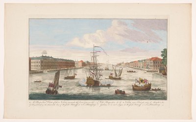 Udsigt over Neva-floden i Sankt Petersborg set fra vestsiden Et perspektivbillede af Neva mod øst (...) (titel på objekt) af Robert Sayer (possibly)