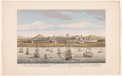 Udsigt over Fort Saint George i Madras Fort St George på Coromandel Coast. Tilhører East India Company of England (titel på objekt) Afviklinger af VOC (serietitel) af Robert Sayer