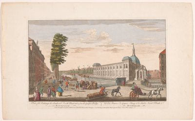 Gezicht op de Beurs te Rotterdam Udsigt over Børsen Syd- og Nordblaak taget fra Gaapersbroen (titel på objekt) Holland (serietitel) af Robert Sayer